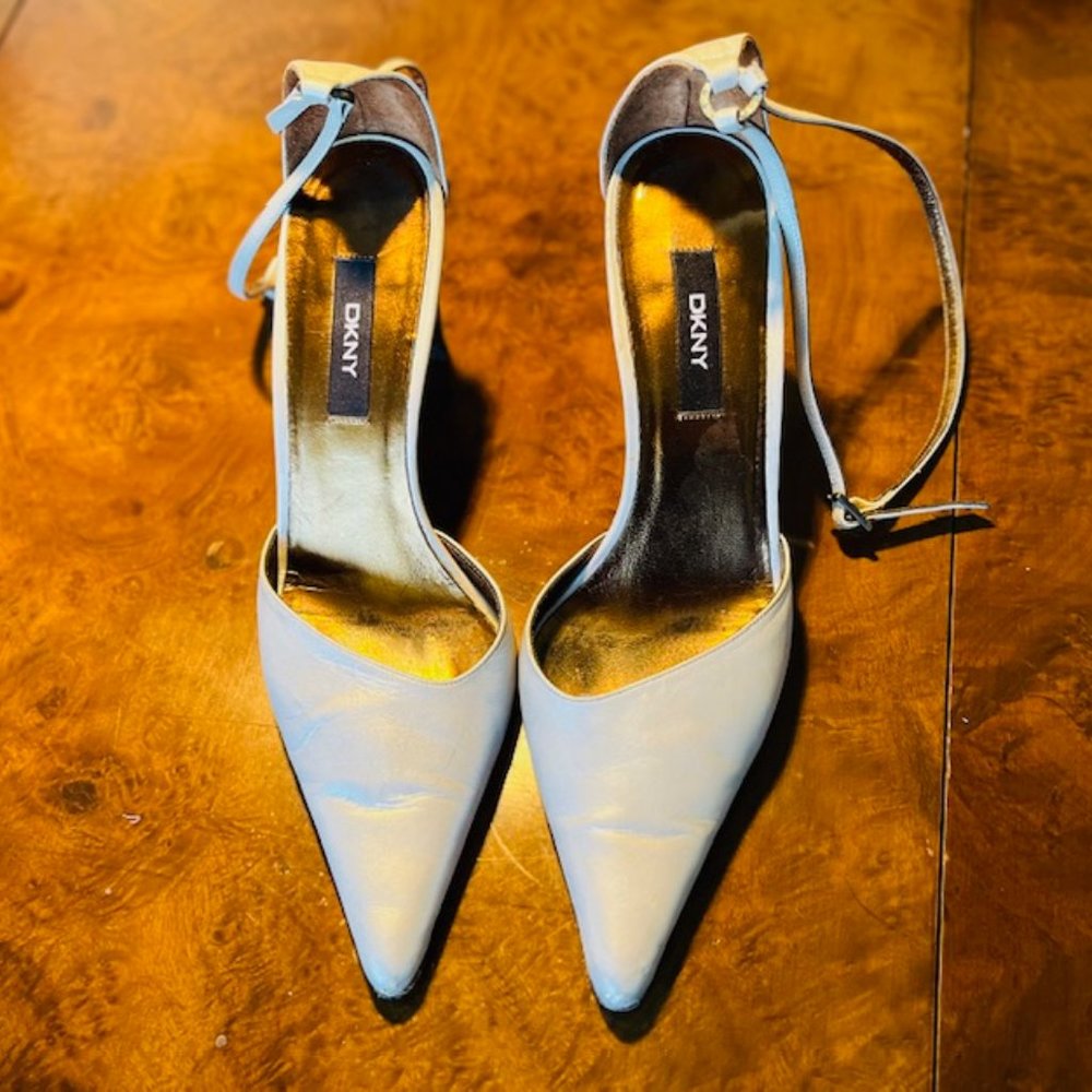 DKNY Leather Ankle Strap Heels